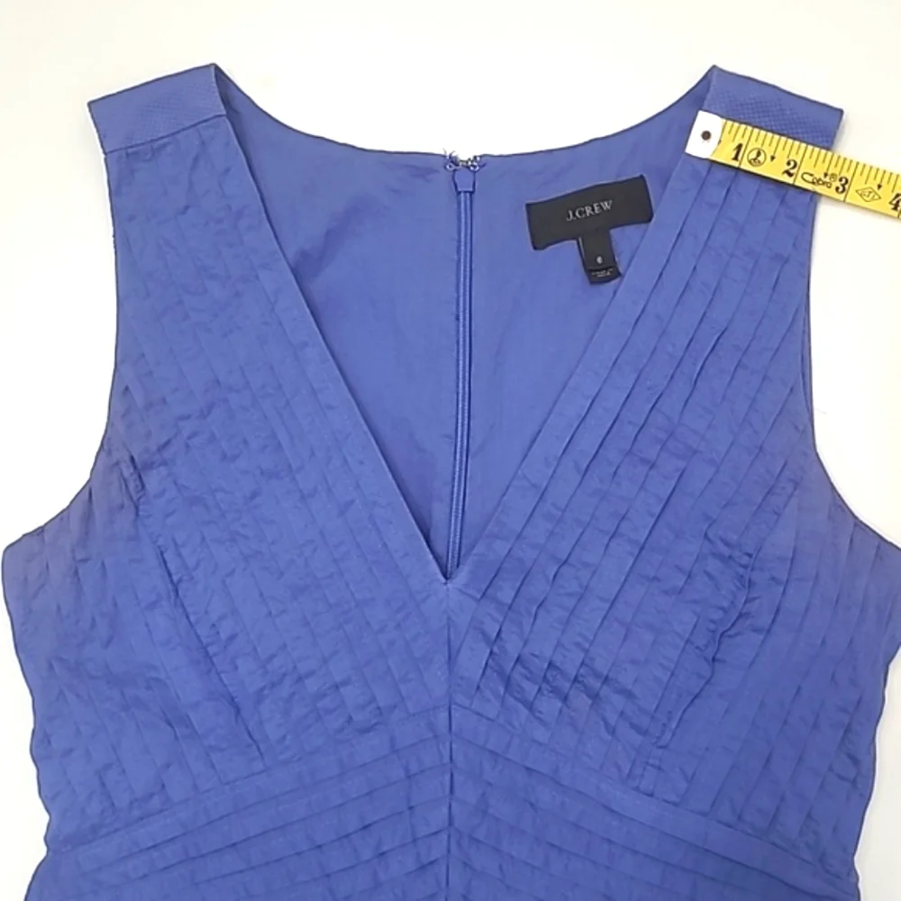 J. Crew Chevron Dress Pleated A Line Plunging V-Neck Sleeveless Above Knee Sz 6